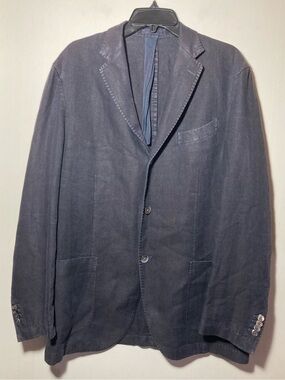 Boglioli Linen “Coat”- K Jacket Herringbone Washed Linen Look Men Size 42-44 USA